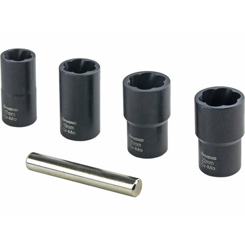 ZS-H042002 Набор головок экстракторов для поврежденных болтов и гаек 17, 19, 21, 22мм, 1/2