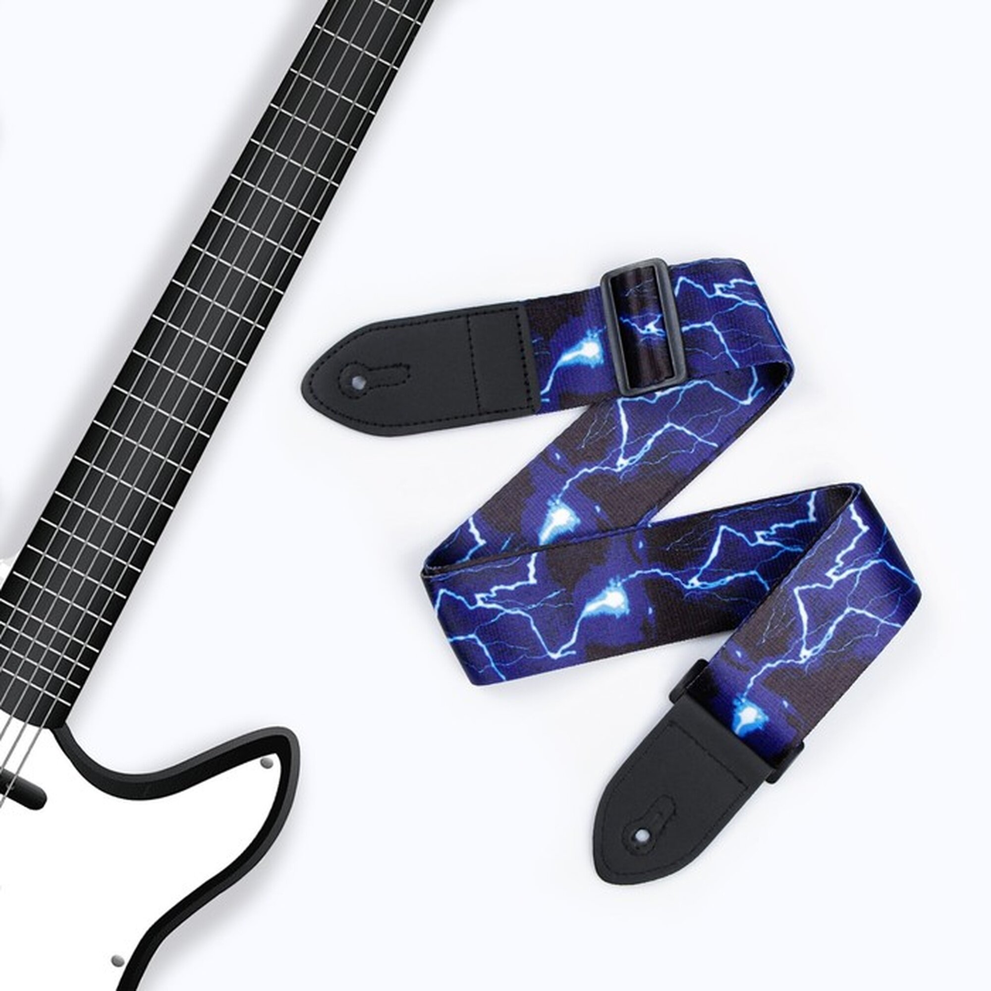 Ремень для гитары Music Life текстиль синий 60-117 см ширина 5 см