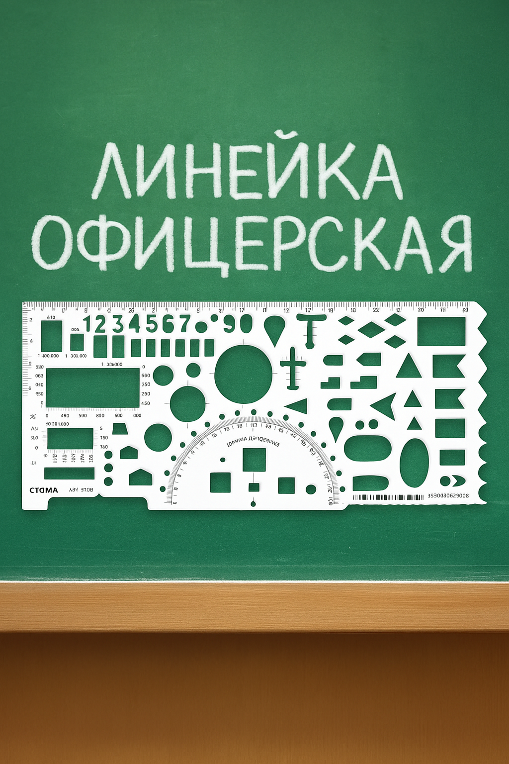 Линейка Стамм офицерская, длина 20 см, бесцветная, печатная шкала