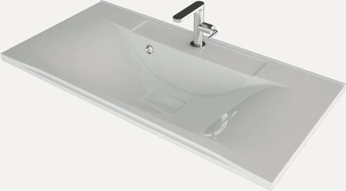 Изображение товара Мебельная раковина Madera Milen 90 накладная, встраиваемая, из искусственного мрамора, белая, глянцевая, раковина для ванной, прямоугольная