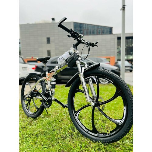 Горный складной велосипед на дисках GROM, городской, 26 дюймов / взрослый, мужской и женский для прогулки / скоростной, спортивный велик для подростков серый