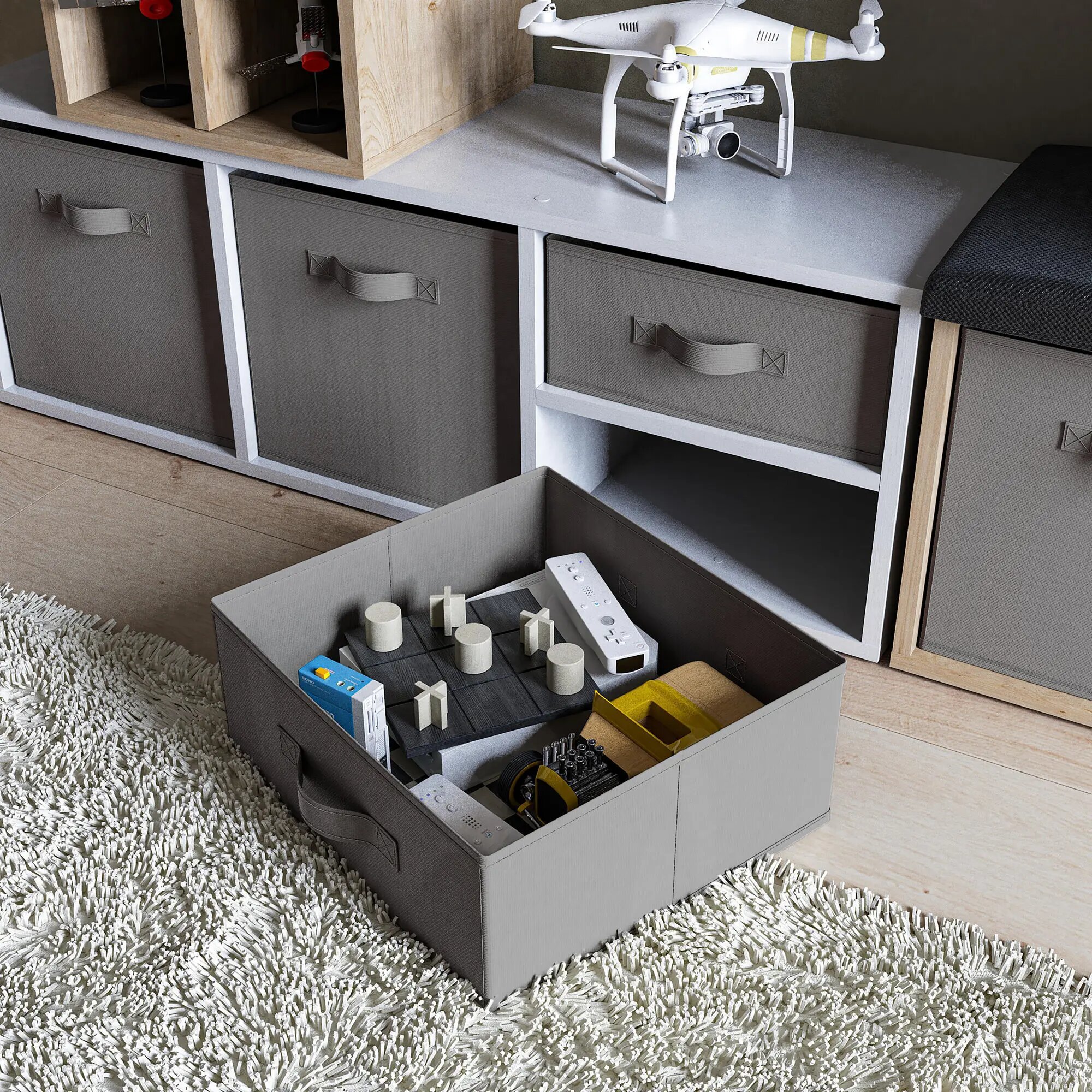 Короб-органайзер Гранит KONSENSA 15x31x31 см полиэстер цвет графитовый