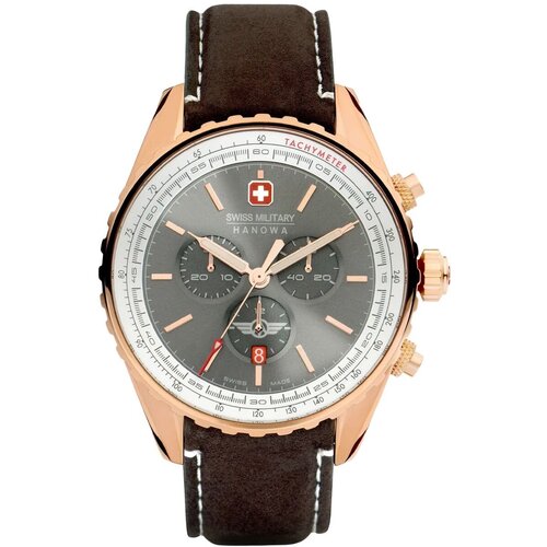 Наручные часы Swiss Military Hanowa Мужские швейцарские часы-хронограф Swiss Military Hanowa SMWGC0000330 с гарантией, коричневый, золотой