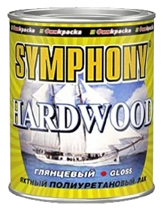 Лак яхтный Symphony Hardwood, глянцевый, полиуретановый, бесцветный, 0.9 л