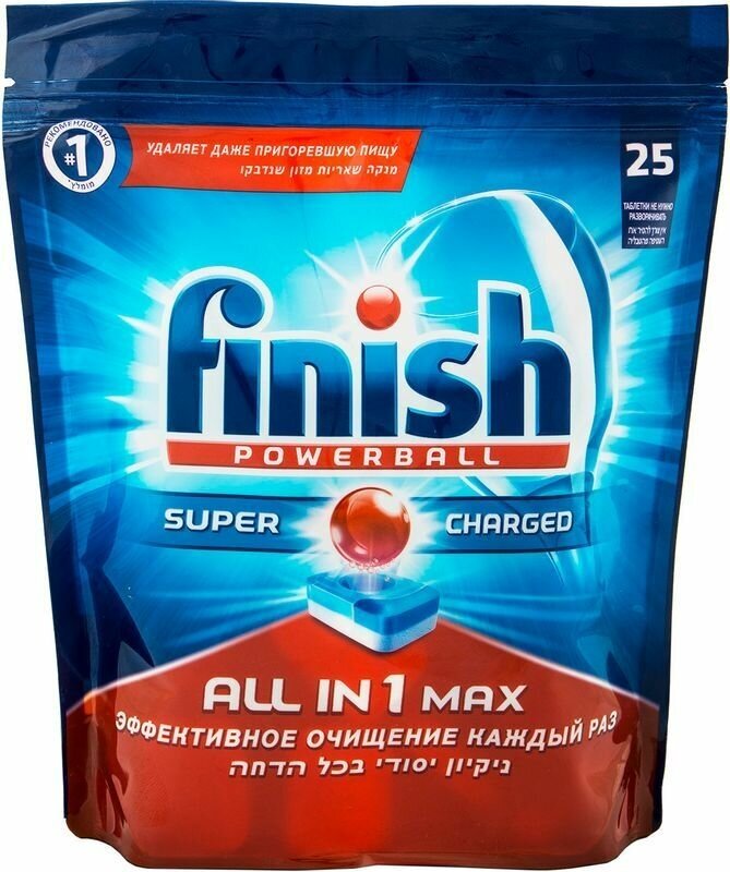 Таблетки для посудомоечных машин Finish All in One max, 25 шт.