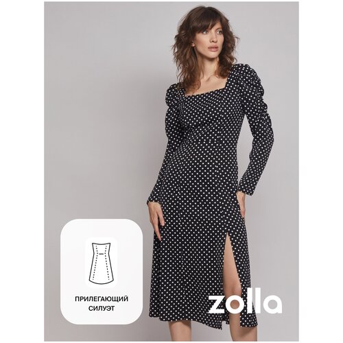 Платье Zolla, вечернее, полуприлегающее, макси, подкладка, размер L, черный