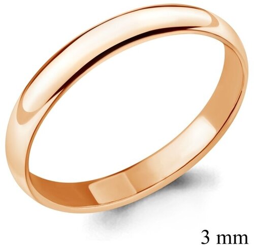 Кольцо обручальное классика 3 мм из золота Классика 3 мм красное золото, 585 проба, размер 14.5, золотой