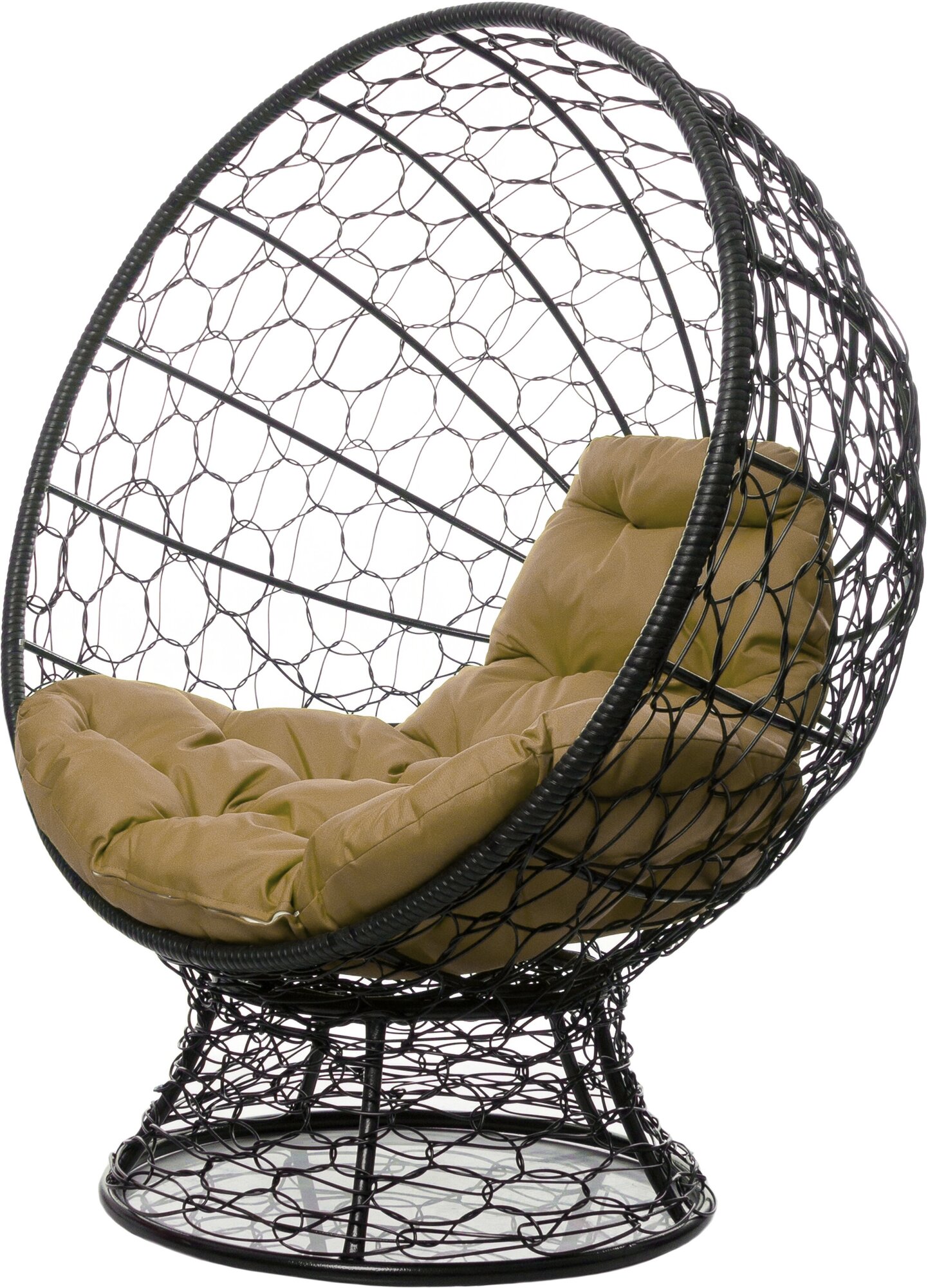 Кресло садовое M-Group Кокос на подставке ротанг чёрное 11590401 бежевая подушка