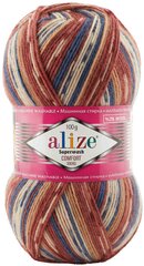 Пряжа Alize Superwash comfort socks белый-песочный-терракот-синий (7841), 75%шерсть/25%полиамид, 420м, 100г, 1шт