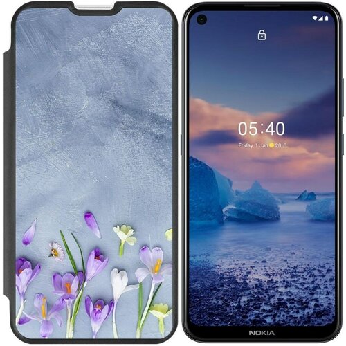 Чехол-книжка Krutoff Eco Book для Nokia 5.4 Цветочное настроение (черный)