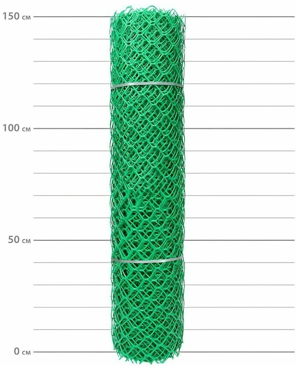 Заборная сетка решетка пластиковая размер 1.5x20 м цвет зеленый ячейка 70x58 мм; для ограждения жилого участка дачи и загона для животных