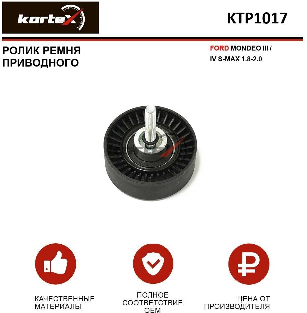 Ролик ремня привода Kortex для Ford Mondeo III / IV S-Max 1.8-2.0 OEM 1387066, 532065210, 55290, KTP1017, T36204, VKM34050