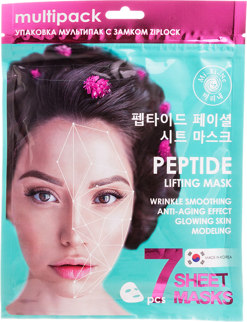 Mi-Ri-Ne Peptide Пептидные тканевая лифтинг-маска для омоложения кожи лица 7 шт