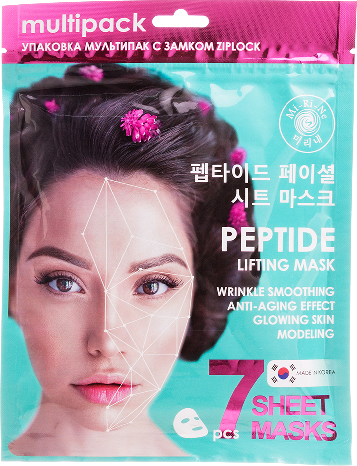 Mi-Ri-Ne Peptide Пептидные тканевая лифтинг-маска для омоложения кожи лица 7 шт