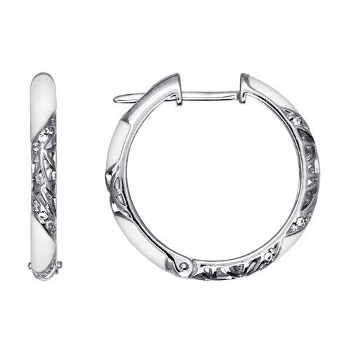 фото Sokolov серьги-кольца с белой эмалью 94021241