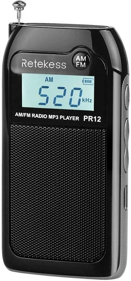 Карманный мини радиоприемник с mp3 Retekess PR12 black