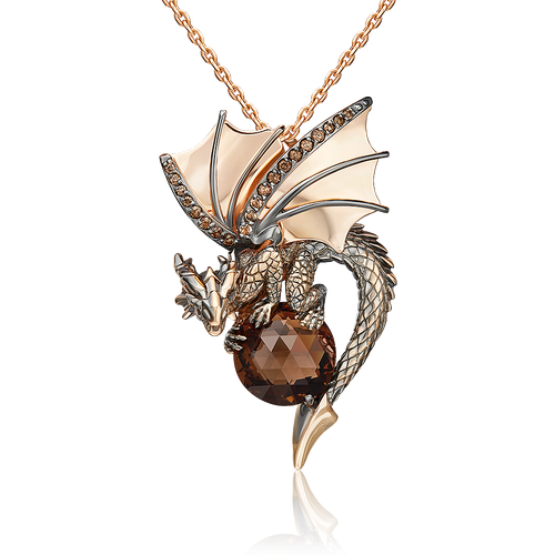 фото Подвеска platina из золота 585 пробы с цитрином, раухтопазом