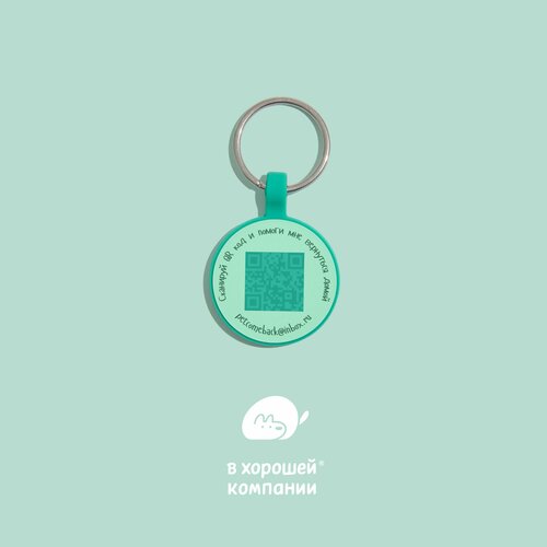Адресник с QR кодом, сканом носа и бесплатным приложением PetComeBack для собак и кошек IN GOOD COMPANY, цвет зеленый