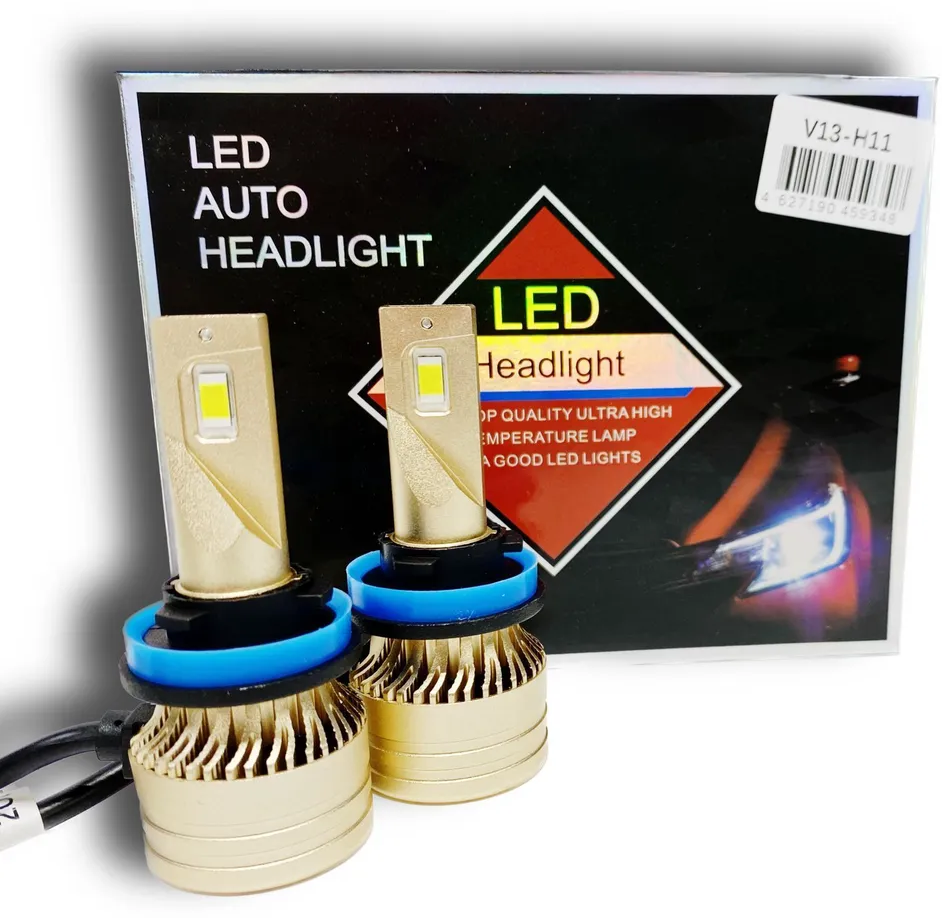 Светодиодные лампы Led V13 H11, H9, H8, 52W, 12-24V, комплект 2 шт.