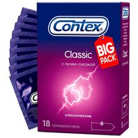 Презервативы Contex Classic, классические, с гелем-смазкой, 18 шт.