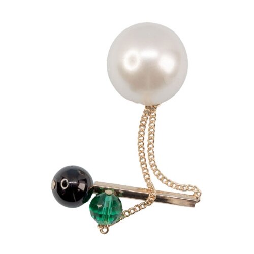 фото Брошь бижутерная жемчуг с цепочкой (замок-булавка, разноцветный) 50869 otokodesign