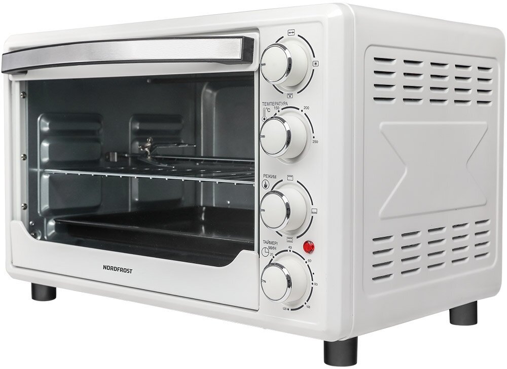 Мини-печь NORDFROST RC 350 W , настольная духовка, 1600 Вт, 35л, конвекция, гриль, таймер до 120 минут, 3 режима нагрева,белый - фотография № 3