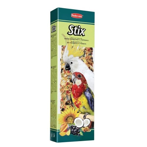 лакомство для птиц padovan stix parrots для крупных попугаев фруктовые 150 г Лакомство для птиц Padovan Stix parrots для крупных попугаев фруктовые , 150 г