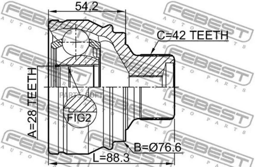 FEBEST 1710A7 ШРУС наружный 28X76.5X42 AUDI A5 08-