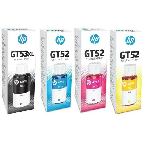 чернила hp gt53xl 1vv21ae черный для hp ink tank 6000стр 135мл Комплект чернил HP GT53XL + GT52 оригинальные 4 цвета M0H54AE + M0H55AE + M0H56AE + 1VV21AE для HP DeskJet GT 5810, DeskJet GT 5820, Ink Tank 115, Smart Tank 500, Smart Tank 515, Smart Tank 530, Smart Tank 615, Ink Tank 310, Ink Tank 315