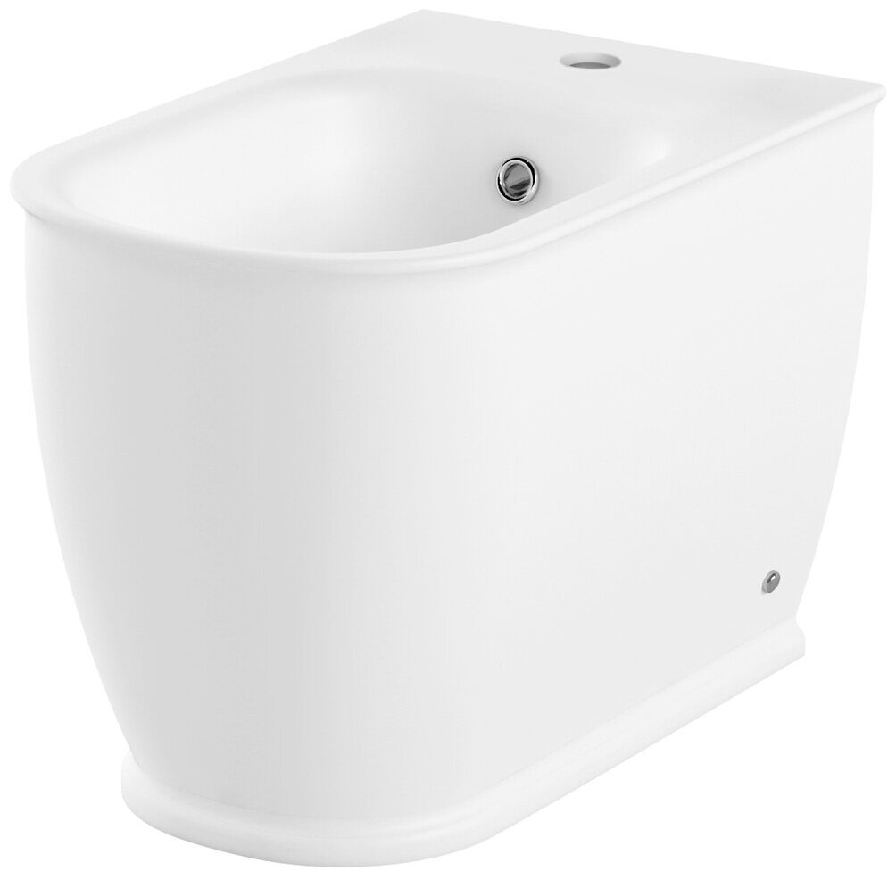 Биде напольное Lavinia Boho Bell Pro 33010040: чаша биде для туалета с отверстием под смеситель, цвет глянцевый белый, фарфор