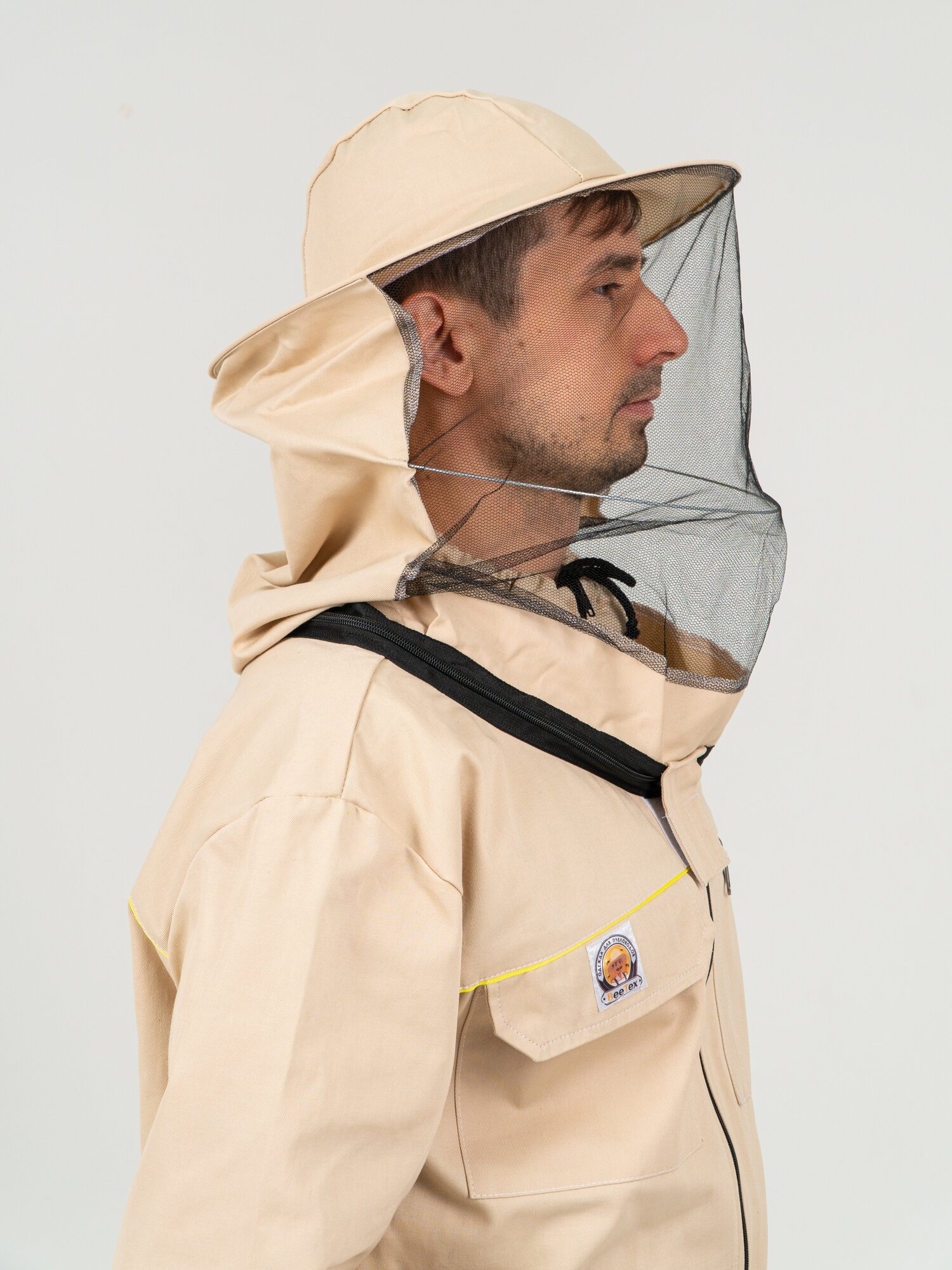 Куртка пчеловода с лицевой сеткой "Саржа Премиум" с прямой молнией размер 56