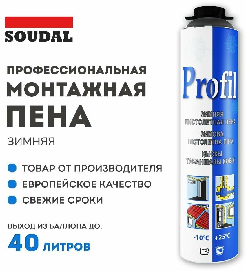 Профессиональная монтажная пена Soudal Profil 1000 мл зимняя