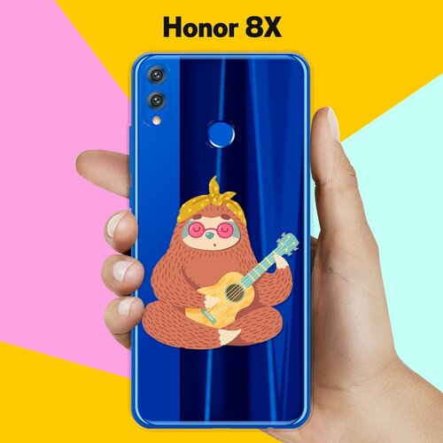 Силиконовый чехол Лама с гитарой на Honor 8X силиконовый чехол лама с гитарой на honor 10