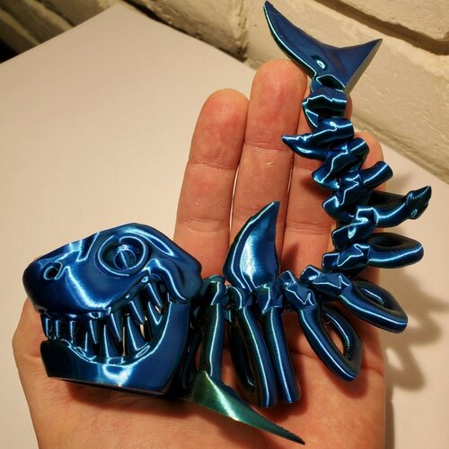 Веселая Акула-скелетон, гибкая шарнирная игрушка-антистресс, сине-зеленая