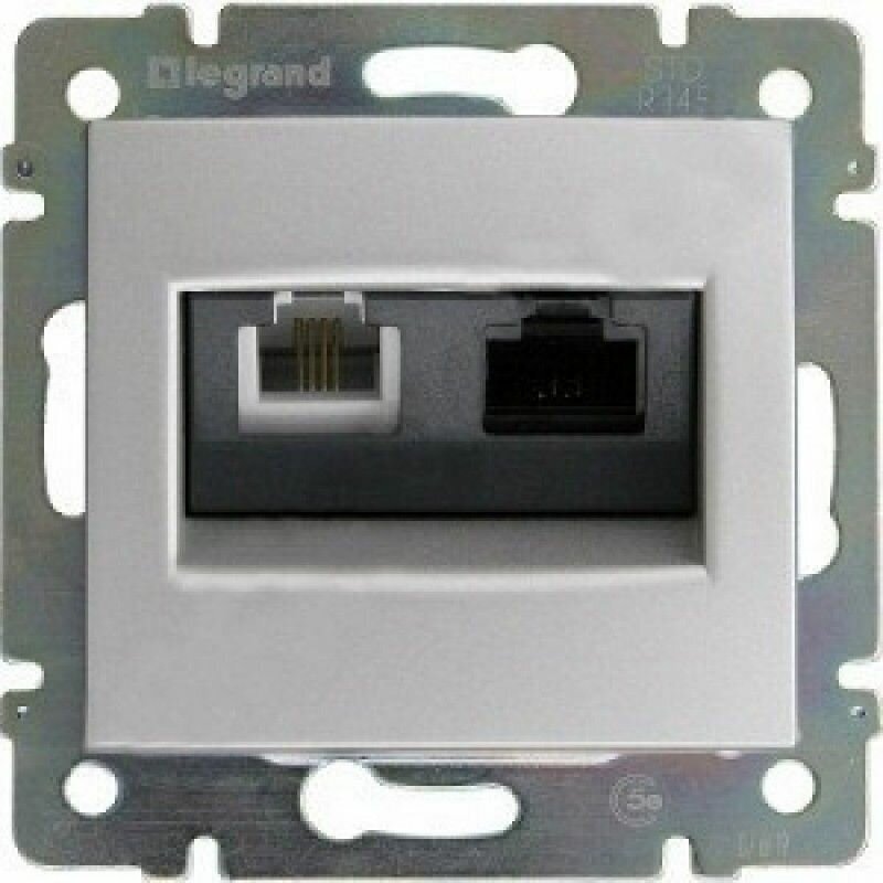 Valena 770280 Розетка комбинированная (RJ11+RJ45, UTP, Cat.6e, под рамку, скрытая установка, алюминий) Упаковка (10 шт.) Legrand - фото №5