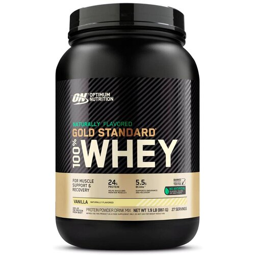 Протеин Optimum Nutrition 100% Whey Gold Standard Naturally Flavored, 861 гр., ваниль протеин optimum nutrition naturally flavored gold standard 100% whey 861 гр