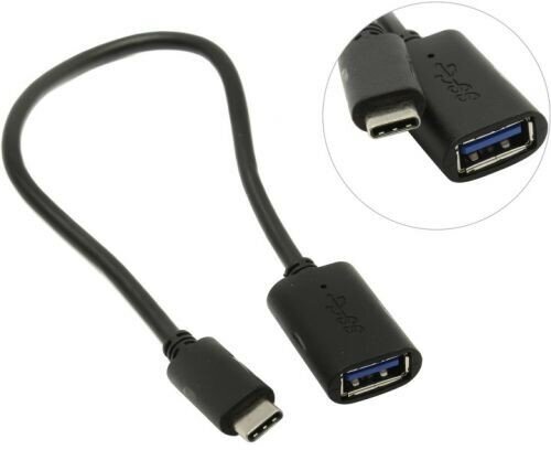 Vcom кабели CU409 Кабель-адаптер USB 3.1 Type-Cm --> USB 3.0 Af , OTG 1,5A , 5,0Gbps , 0,2m