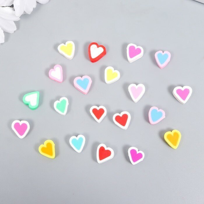 Арт Узор Бусины для творчества PVC "Сердечки с контуром" цветные набор 20 шт 1х1х1 см