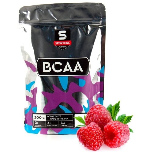 BCAA Sportline Nutrition 2:1:1, малина, 300 гр. sportline nutrition bcaa 2 1 1 300 гр киви
