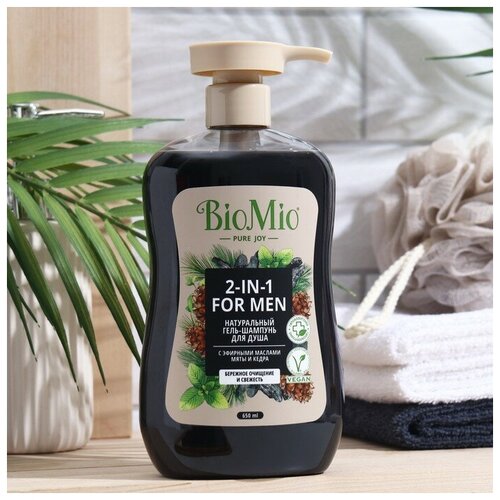 Гель-шампунь мужской для душа BioMio BIO SHOWER BODY &HAIR GEL Мята и кедр, 650 мл