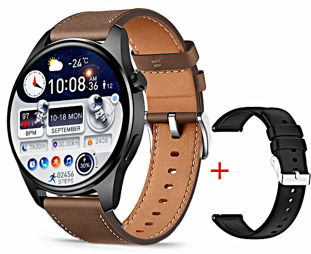 Умные часы HK4 HERO Smart Watch AMOLED 1.5, Смарт-часы 2023 c 2 ремешками, iOS, Android, Bluetooth звонки, Черный корпус, WinStreak