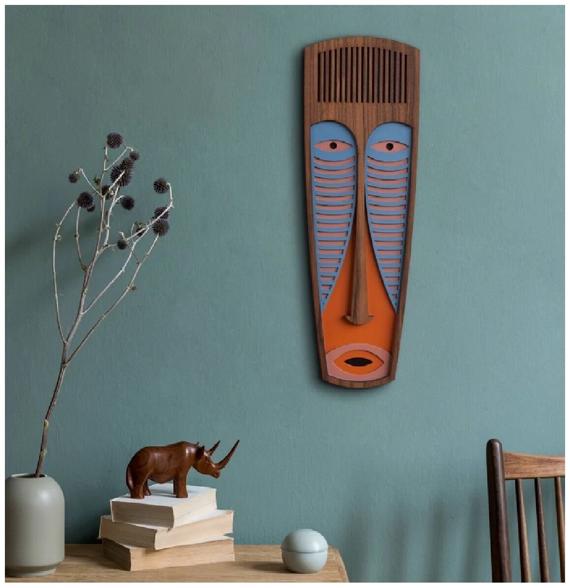 Настенная маска/панно деревянная на стену для дома и офиса / украшение настенное Африканская маска