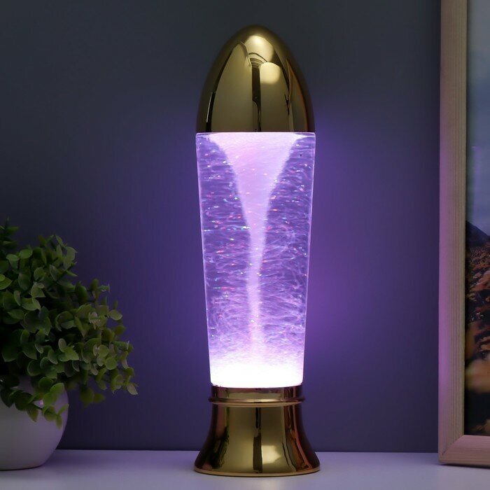 Лава-лампа"Вихрь" LED от батареек 3хАА USB золото 7х7х28см Risalux 9559535 . - фотография № 6