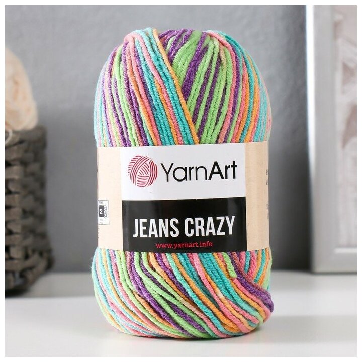 YarnArt Пряжа "Jeans crazy" 55% хлопок, 45% акрил 160м/50гр (8215 радуга)