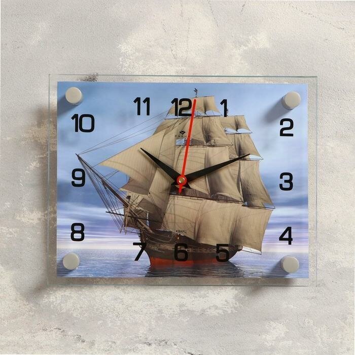 Часы настенные, серия-Море, "Корабль" стекло 20x26 см,
