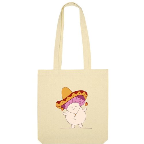 фото Сумка «гриб в сомбреро с маракасами. танцующий гриб» (белый) us basic