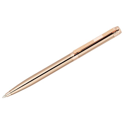 Ручка шариковая Delucci «Semplice», синяя, 1.0мм, корпус медь/розовое золото, поворот, подар. уп.