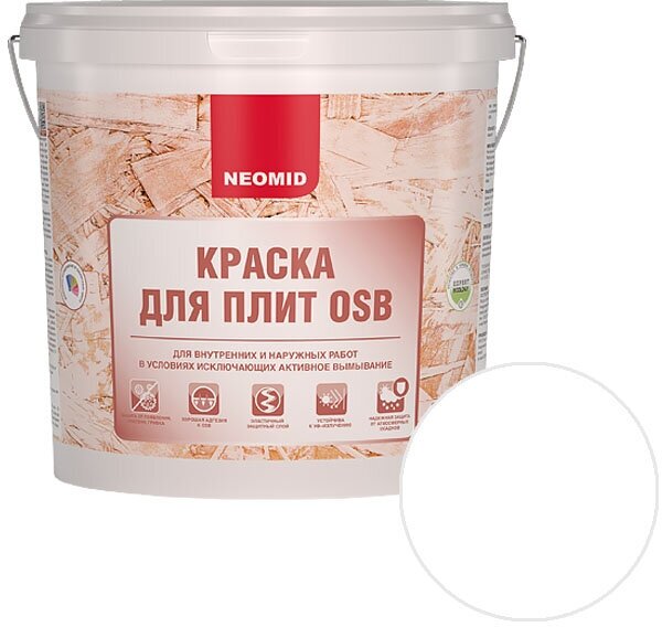 Краска для плит OSB Neomid 14 кг цвет белый - фото №13