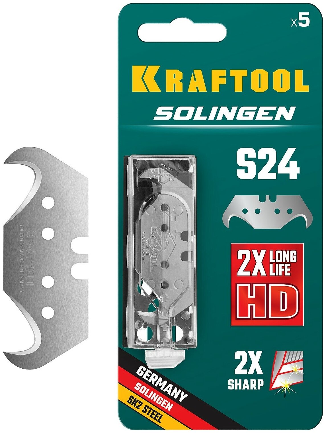 KRAFTOOL SOLINGEN S24 лезвия крюковидные, 5 шт