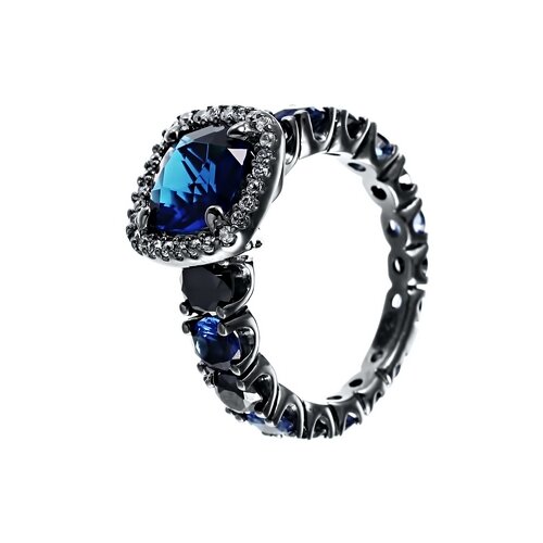 фото Element47 кольцо из серебра 925 пробы с кубическим цирконием и ювелирным стеклом se2617-r_ko_us_003_blk, размер 18.25